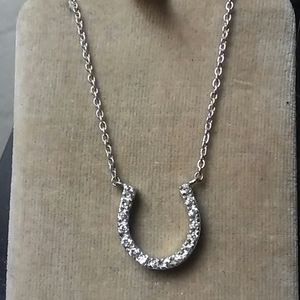 Sterling Silver Cz Horseshoe Necklace